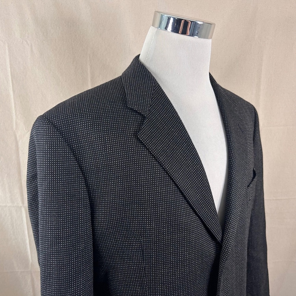 Armani Collezioni 44R Sport Coat Wool Black White Knit Pattern 3 Button Formal